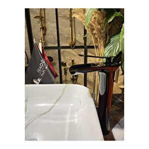 Çanak Lavabo Bataryası Piano Black Şelale Batarya Naturel Akış Çanak Batarya