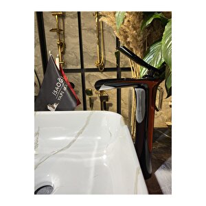 Çanak Lavabo Bataryası Piano Black Şelale Batarya Naturel Akış Çanak Batarya