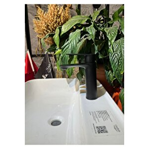 Siyah Lavabo Bataryası Slim Tasarım Kare Armatür Mat Siyah Lavabo Musluğu