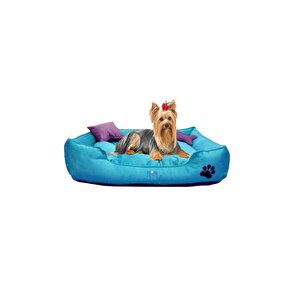 Ultrasoft Orta Irk Kedi Köpek Yatağı Yıkanabilir Yüksek Kaliteli Kumaş - 50 x 70 cm - Turkuaz
