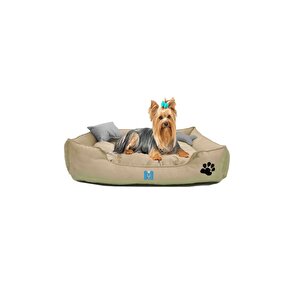 Ultrasoft Orta Irk Kedi Köpek Yatağı Yıkanabilir Yüksek Kaliteli Kumaş - 50 x 70 cm - Bej