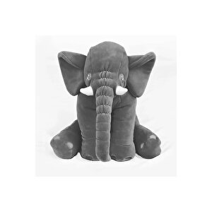 Xl Dev Boy 60 Cm Fil Uyku Arkadaşım Uyku Fili Peluş Yumuşak Fil Oturma Desteği Bebek - Gri