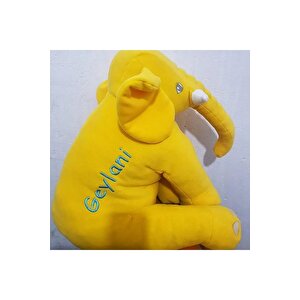 İsimli Kişiye Özel Dev Boy 60 Cm Fil Uyku Arkadaşım Uyku Fili Peluş Yumuşak Fil Oturma Desteği  -Sarı