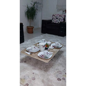 Ahşap Dikdörtgen Yer Sofrası-hamur Açma Masası Kahverengi  Mermer 60 x 110 cm