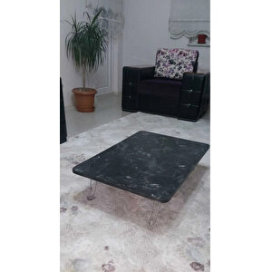 Ahşap Dikdörtgen Yer Sofrası-hamur Açma Masası Siyah Mermer 60  x 90 cm
