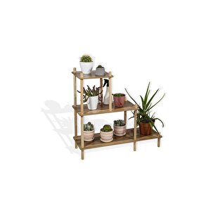 Dekoratif Raflı Ahşap Çiçeklik Saksı Standı Saksılık, Bahçe Balkon Rafı, No 1