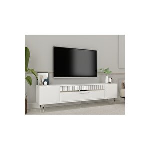 Dekolp1dd Tv Sehpasi Beyaz-gümüş Beyaz-Gümüş