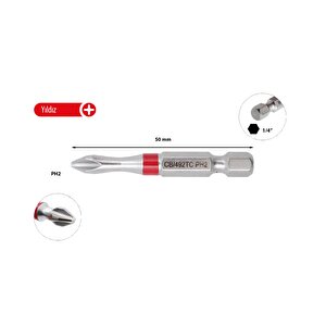 Ph2 X 50 Mm Yıldız Bits Uç Renk Kodlu Cb/492tc