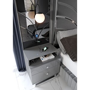 Optimum Aynalı Antrasit 6 Kapaklı 4 Çekmeceli Yatak Odası Takımı