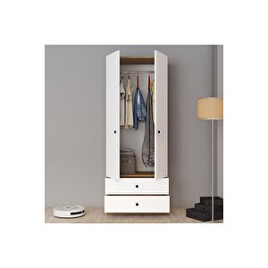 Mobilya 2 Kapılı 2 Çekemceli Gardolap Beyaz-ud Beyaz-Ud