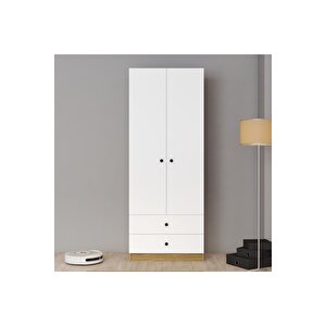 Mobilya 2 Kapılı 2 Çekemceli Gardolap Beyaz-ud Beyaz-Ud
