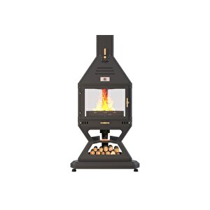 Hot Triangle V2 Orta Şömine Seramik Camlı