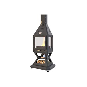 Hot Triangle V2 Orta Şömine Seramik Camlı