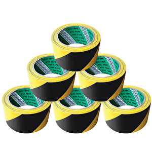 Pvc Yer-zemin İşaretleme | Güvenlik Bandı (6adet) 50 Mmx30 Metre - Sarı-siyah