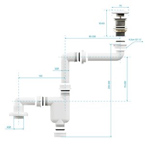 Aqua Bagno Comfort Yer Kazandıran Lavabo Sifonu +  Pop-up Sifon, Beyaz Seramik Başlıklı ,taşma Deliksiz,  (1 -1/4)