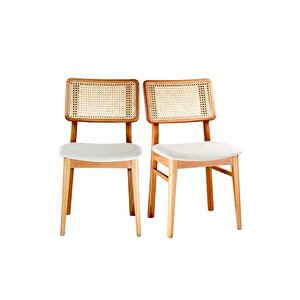 Marine Ahşap Natural Hazeranlı Sandalye ( 2 Adet )