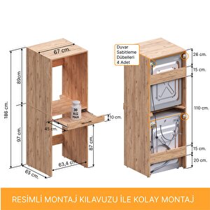 Aqua Bagno Voca Smartbox Çamaşır Ve Kurutma Makinesi Dolabı -çekmeceli,atlantik  Çam -2 Parça Set