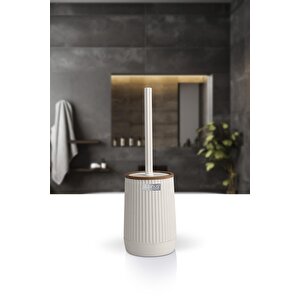Okyanus Home Nida Bej Ahşap Desenli Eko Wc Fırçalık
