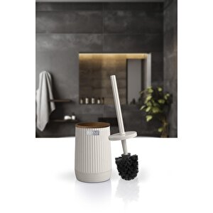 Okyanus Home Nida Bej Ahşap Desenli Eko Wc Fırçalık