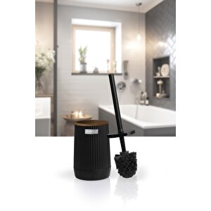 Okyanus Home Nida Siyah Ahşap Desenli Eko Wc Fırçalık