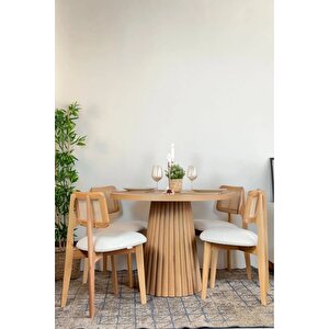 Monaco Ahşap Natural Masa Sandalye Takımı 110x110