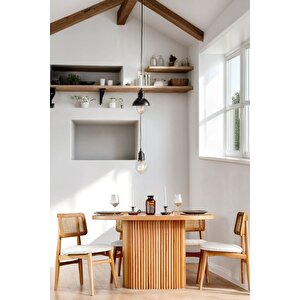 Lukas Natural Ahşap Masa Sandalye Takımı 80x130