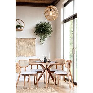 Katre Natural Ahşap Masa Sandalye Takımı 100x100