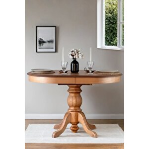 Ronya Natural Ahşap Döşemeli Oval Açılır Masa Sandalye Takımı 80x120