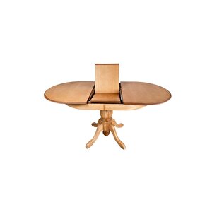Ronya Natural Ahşap Döşemeli Oval Açılır Masa Sandalye Takımı 80x120