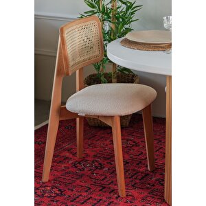 Mirla Oval Ahsap Natural Masa Sandalye Takımı 80x130