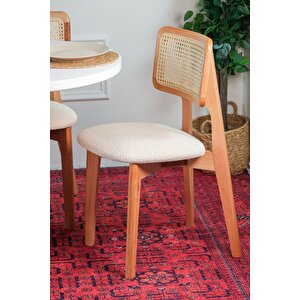 Mirla Oval Ahsap Natural Masa Sandalye Takımı 80x130