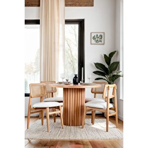Esme Natural Ahşap Masa Sandalye Takımı 100x100