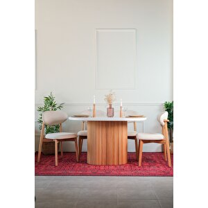 Liana Ahsap Oval Masa Takımı 80x130