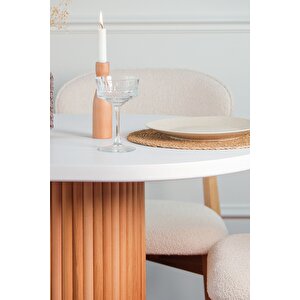 Liana Ahsap Oval Masa Takımı 80x130