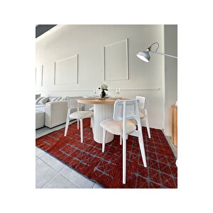 Mirla Masa Beyaz Natural Yuvarlak Masa Takımı 100x100