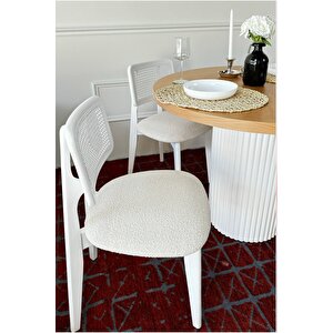 Mirla Masa Beyaz Natural Yuvarlak Masa Takımı 100x100