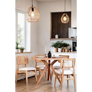 Milano Natural Ahşap Masa Sandalye Takımı 100x100