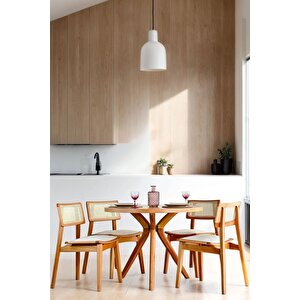 Melmon Natural Ahşap Masa Sandalye Takımı 90x90