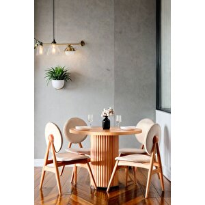 Verona Natural Ahşap Masa Sandalye Takımı 100x100