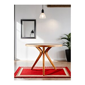 Arlen Natural Ahsap Yuvarlak Masa 90x90
