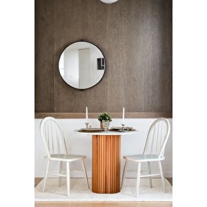 Coral Natural Ahşap Yuvarlak Masa Takımı 2 Sandalyeli 90x90