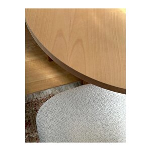 Mirla Yuvarlak Ahşap Masa Takımı Natural 100x100