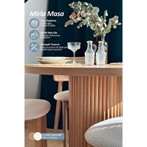 Mirla Yuvarlak Ahşap Masa Takımı Natural 100x100