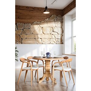 Tonga Natural Ahşap Masa Sandalye Takımı 100x100