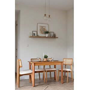 Bohem Natural Ahşap Masa Sandalye Takımı 80x120