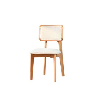 Mirla Döşemeli Natural Ahşap Yuvarlak Masa Sandalye Takımı 90x90