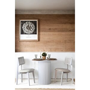 Mirla  Beyaz Ahşap Yuvarlak Masa Takımı 2 Sandalyeli 80x80