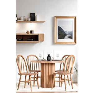 Monti Natural Ahşap Masa Sandalye Takımı 100x100