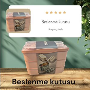 Diyet - Beslenme Kutusu - 3 Katlı Kaşık Çatallı Sefer Tası