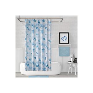 Banyo Perdesi 1x110x200 Tek Kanat Duş Perdesi Halka Hediyeli Ve Çamaşır Makina Örtüsü 7085